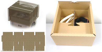 『Packaging design with three functions from one cardboard flat plate』