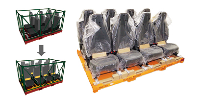 Improving the use of full cardboard in the transport fixation of Seats for overseas shipments