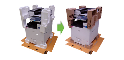 Paper-based plastic-less packaging for A3 multifunction printer