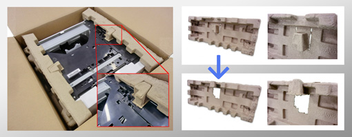 『高性能パルプモールド緩衝材による包装サイズコンパクト化』